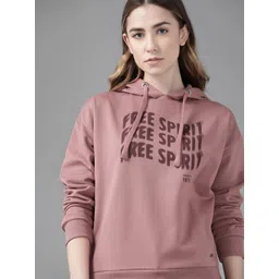 Roadster Women Mauve Printed Hooded Sweatshirt-picture-33