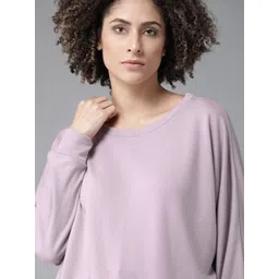 Roadster Women Mauve Solid Sweatshirt-picture-12