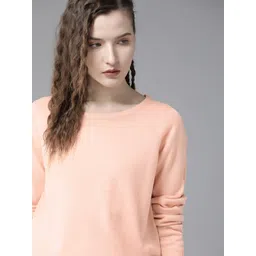 Roadster Women Peach-Coloured Solid Pullover Sweater-picture-21