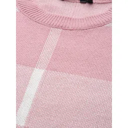 Roadster Women Pink & White Self Design Pullover image 2