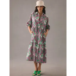 Roadster Women Pink Printed BLENDED Fit and Flare Dresses-picture-39