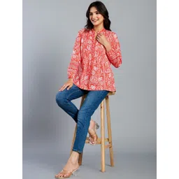 Roadster Women Pink Printed Cotton Tops image 5