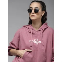 Roadster Women Pink Printed Hooded Sweatshirt-picture-34
