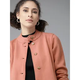 Roadster Women Pink Solid Tailored Jacket-picture-10
