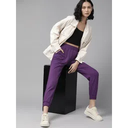 Roadster Women Purple Solid Regular Fit Joggers-picture-18