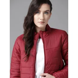 Roadster Women Red Solid Hooded Padded Jacket-picture-17