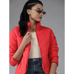 Roadster Women Red Solid Quilted Jacket-picture-15