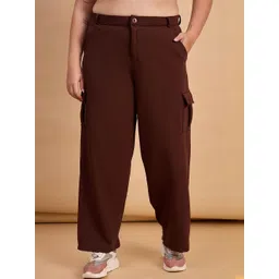 Roadster Women Relaxed Fit Plus Size High-Rise Cargos Trousers-picture-29