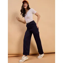 Roadster Women Relaxed High-Rise Easy Wash Cargos Trousers image 3