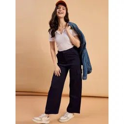 Roadster Women Relaxed High-Rise Easy Wash Cargos Trousers image 5