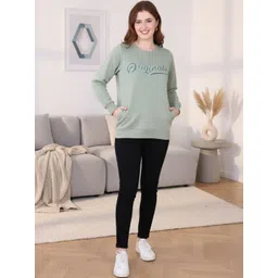 Roadster Women Sea Green Fleece Printed Pullover-picture-35