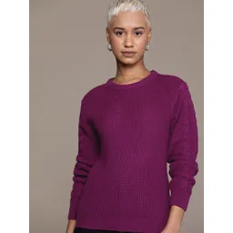 Roadster Women Solid Acrylic Pullover Sweater-picture-36