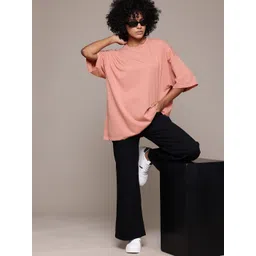 Roadster Women Solid Drop-Shoulder Sleeves Oversized T-shirt-picture-16