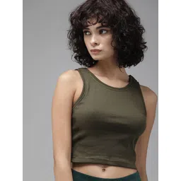 Roadster Women Solid Tank Crop Top image 1