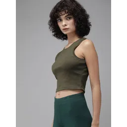 Roadster Women Solid Tank Crop Top image 5