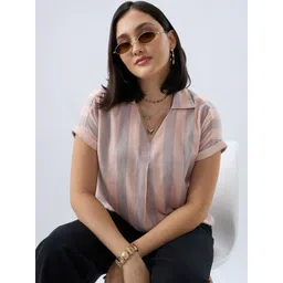 Roadster Women Striped Sleeves Cotton Top-picture-42