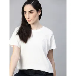 Roadster Women White Cotton Pure Cotton T-shirt-picture-29