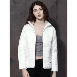 Roadster Women White Self Design Puffer Jacket-image-30