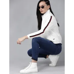 Roadster Women White Solid Padded Jacket-picture-22