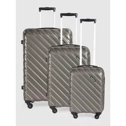 Roadster Xtreme Set Of 3 Hard-Sided Self Striped Trolley Suitcases - Cabin, Medium & Large-picture-34