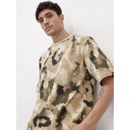 The Roadster Life Co. Abstract Print Drop-Shoulder Sleeves Relaxed Cotton T-shirt-image-17