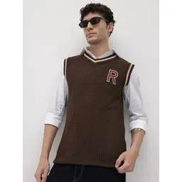 The Roadster Life Co. Acrylic Ribbed Applique Sweater Vest-picture-15