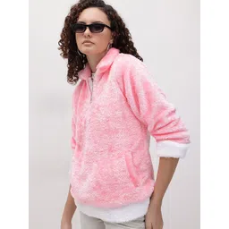 The Roadster Life Co. Contrasting Edges Faux Fur Detail Woollen Half-Zipper Pullover-picture-27