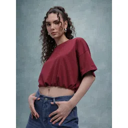 The Roadster Life Co. Drop-Shoulder Sleeves Crop Blouson Top-picture-42