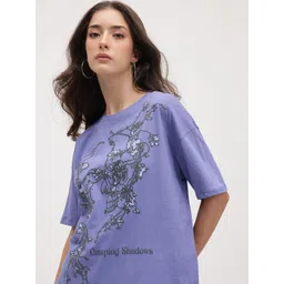 The Roadster Life Co. Floral Print Drop-Sleeves Pure Cotton Oversized T-shirt-picture-10