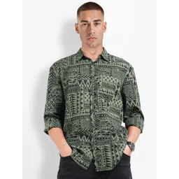 The Roadster Life Co. Geometric Printed Pure Cotton Relaxed Fit Casual Shirt-picture-40