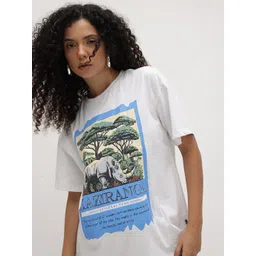 The Roadster Life Co. Graphic Printed Drop-Shoulder Sleeves Pure Cotton Oversized T-shirt-image-40