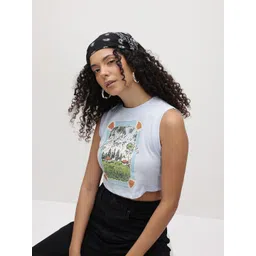 The Roadster Life Co. Graphic Printed Pure Cotton Oversized Fit Crop T-shirt-image-18