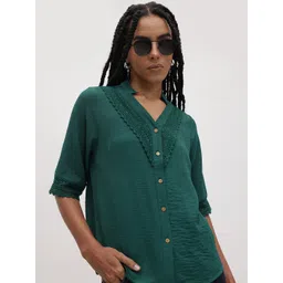 The Roadster Life Co. Lace Inserts Crinkled Shirt-picture-18