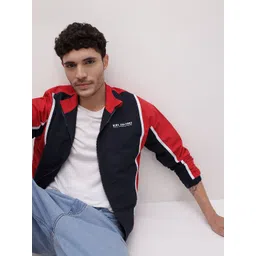 The Roadster Life Co. Men Colourblocked Mock Collar Bomber Jacket-picture-24