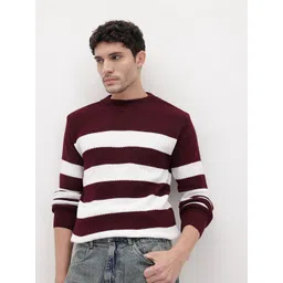 The Roadster Life Co. Men Striped Waffle Knit Pullover-picture-33