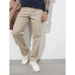 The Roadster Life Co. Men Textured Relaxed Fit Chinos Trousers-picture-36