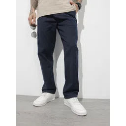 The Roadster Life Co. Men Textured Straight Fit Chinos Trousers-picture-17