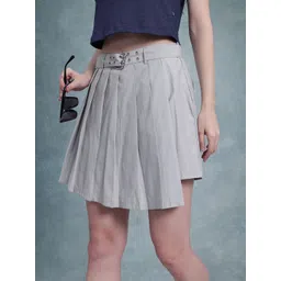 The Roadster Life Co. Pleated Asymmetric Skort with Belt-picture-27