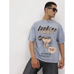 The Roadster Life Co. Printed Drop-Shoulder Sleeves Relaxed Cotton T-shirt-picture-23