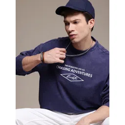 The Roadster Life Co. Pure Cotton Brand Logo Printed Washed Oversized Sweatshirt-picture-13