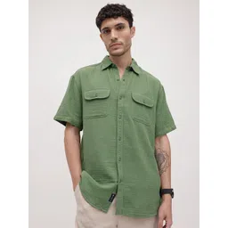 The Roadster Life Co. Pure Cotton Crinkled Relaxed Shirt-picture-28