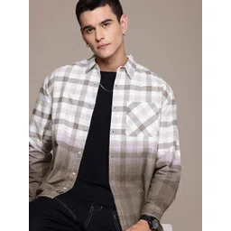 The Roadster Life Co. Pure Cotton Opaque Checked & Ombre Effect Relaxed Fit Casual Shirt-picture-15