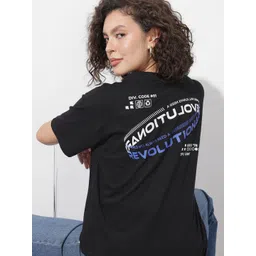 The Roadster Life Co. Pure Cotton Typography Printed Oversized T-shirt-picture-20