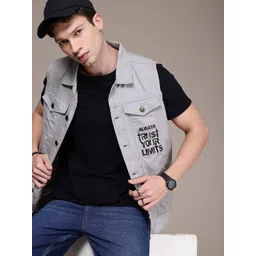 The Roadster Life Co. Pure Cotton Typography Printed Sleeveless Denim Jacket-picture-22