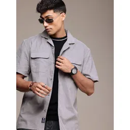 The Roadster Life Co. Relaxed Fit Cuban Collar Corduroy Pure Cotton Casual Shirt-picture-15