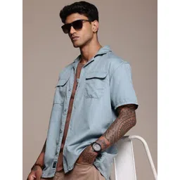 The Roadster Life Co. Relaxed Fit Cuban Collar Pure Cotton Casual Shirt-picture-28
