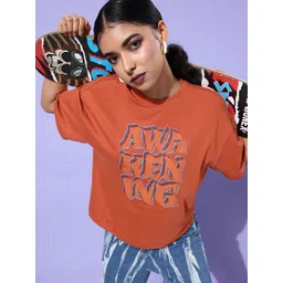 The Roadster Life Co. Rust Orange Off-Grid Graphics Drop-Shoulder Sleeves Cotton T-shirt-picture-29