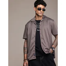 The Roadster Life Co. Self Design Textured Cuban Collar Relaxed Fit Opaque Casual Shirt-picture-21