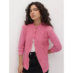 The Roadster Life Co. Self Design Textured Knitted Cardigan Sweater-picture-38