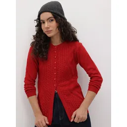 The Roadster Life Co. Self Design Textured Knitted Cardigan Sweater-picture-29